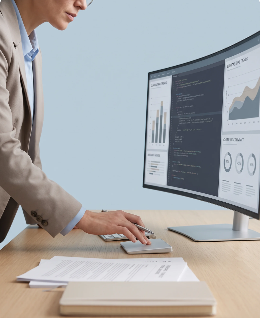 Technology professional reviewing digital compliance and business information